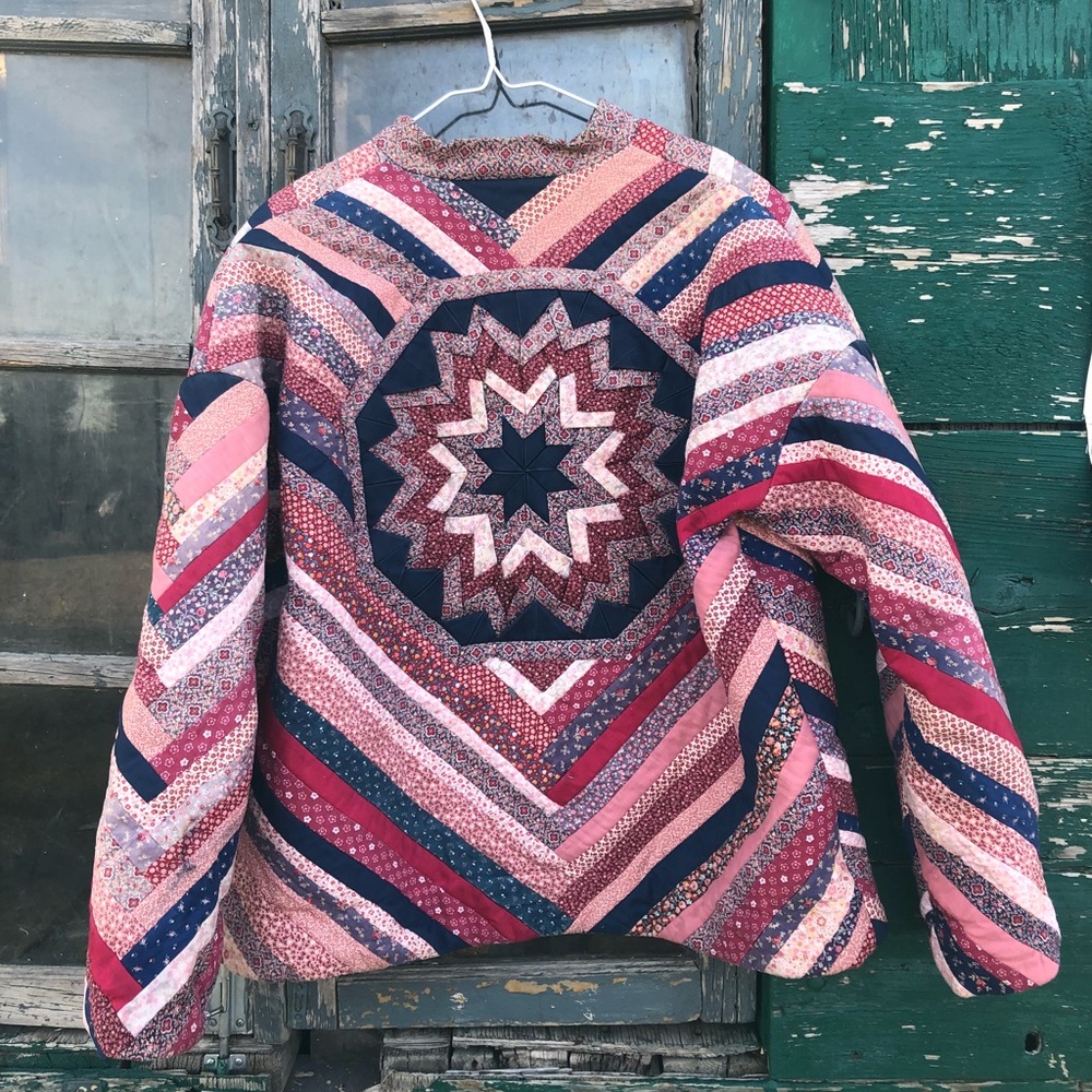 Handmade quilted patchwork reversible jacket.